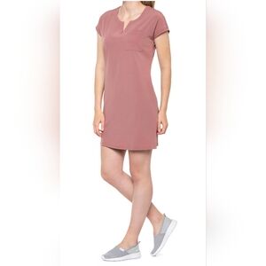 Kyodan Women's Activewear Dress. Turned Sleeve. 2 Pockets. Dusty Mauve. Large.